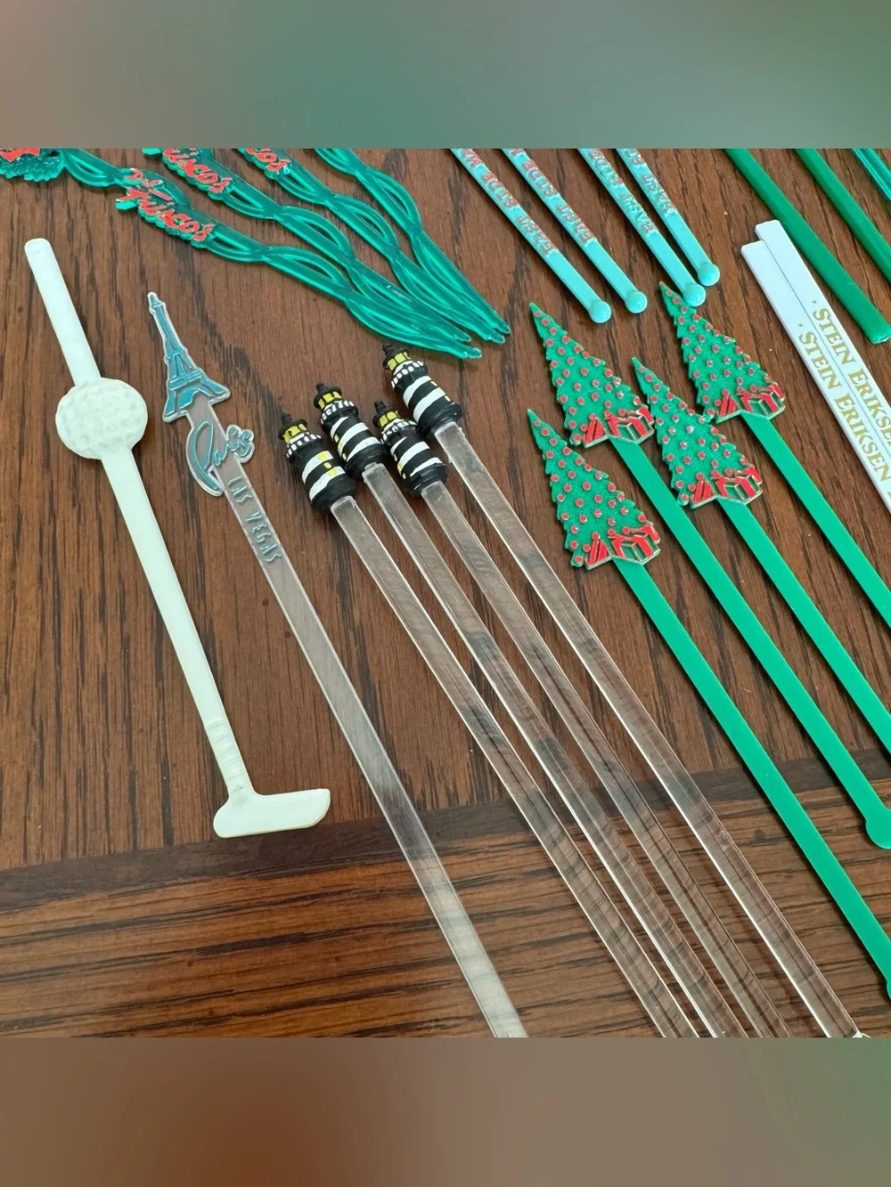 Vintage Lot of 28 Swizzle Sticks Various Locations NYC Roses Lighthouse Trees